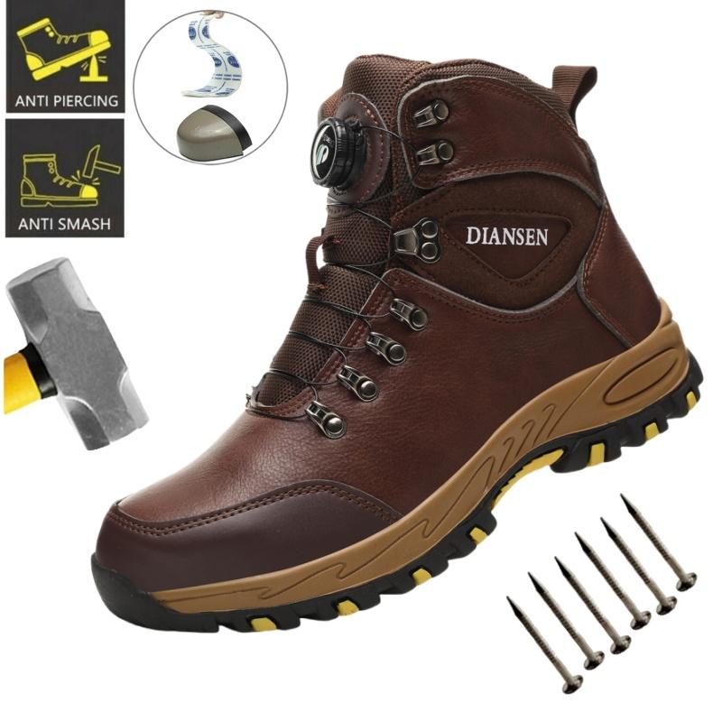Rotary Buckle Work Boots Safety Steel Toe Shoes Men Hight Safety Shoes Brand Indestructible Shoes Puncture-Proof Work Shoes