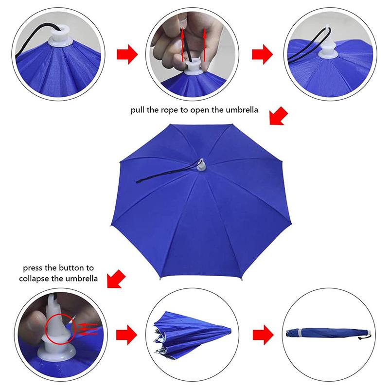Umbrelă de ploaie portabilă Protecție UV Pălărie umbrelă de cap Pliabilă Exterior Călătorie Pescuit Parasolar Impermeabilă Șapcă de camping Articole de acoperit cap