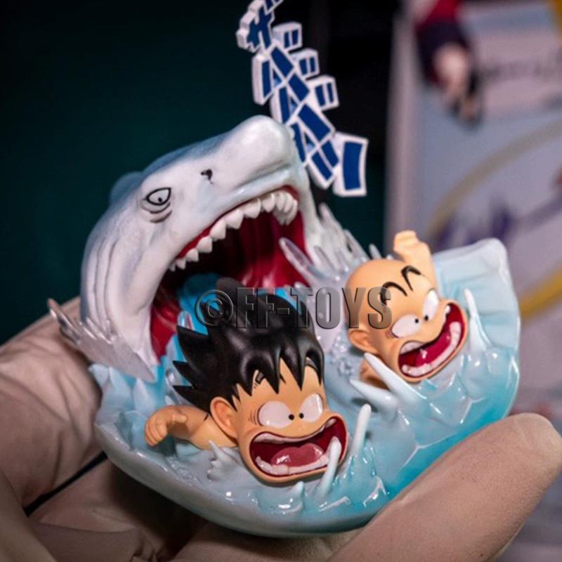 6.5cm Anime Dragon Ball Kid Goku with Kuririn Swimming Training Son Goku PVC Statue Action Figures Collectible Model Toys Gifts