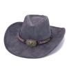 Minority Style Western Cowboy Hat Men's and Women's Roll Top Hat Retro Cow Head Leather Jazz Hat