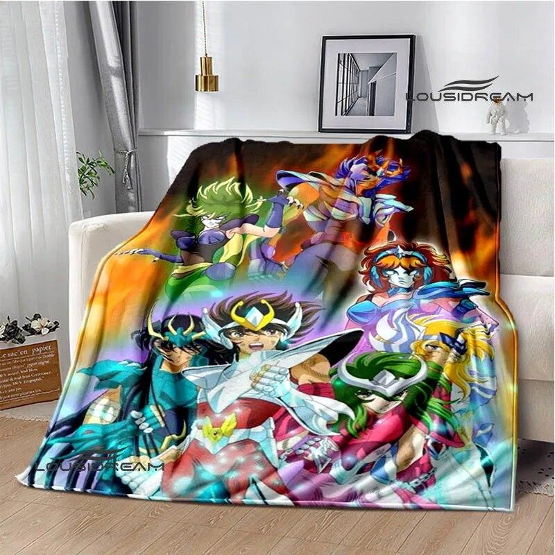 Knights of the Zodiac Cartoon Printed Blanket Flannel Warm Blanket Soft and Comfortable Blanket Bed Linings Birthday Gift