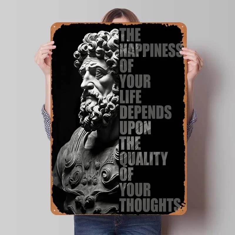 Mark Aurel Stoiker Zitat Schild Inspirierende Poster Dekoration für Heimdeko Artikel Metall Blechschilder für Wandkunst Dekoration