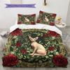 Cats and Dogs with Roses  Pattern Bedding Quilt Set  Home Decoration  Gift (1 * duvet cover + 2 * pillowcase, without core)