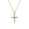 Gold Cross Necklace, Personalized High-end Jewelry, Wind-set Diamond Alloy Pendant for Women