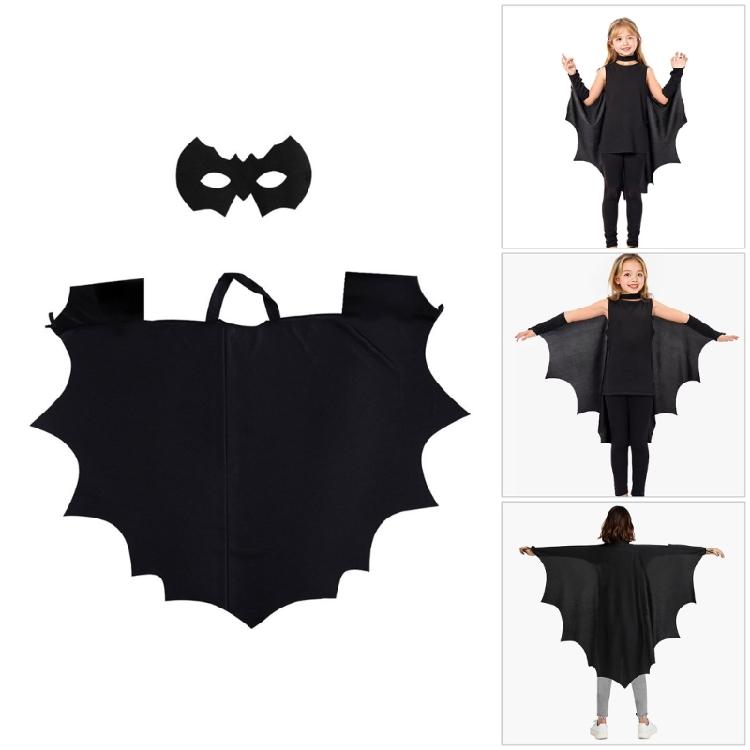 Halloween Cosplay Costume Set Bat Costume Halloween Vampires Costumes Accessories Black Bat Wing Cloak Cape with Mask