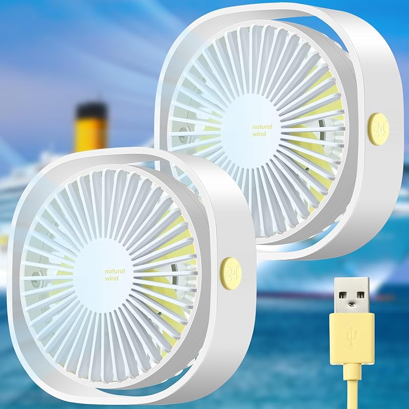 1 Pcs Cruise Ship Approved Travel Fan Portable USB Rechargeable Cruise Essentials Small Desk Travel Fan for Office Bedroom Home Sleeping Desktop