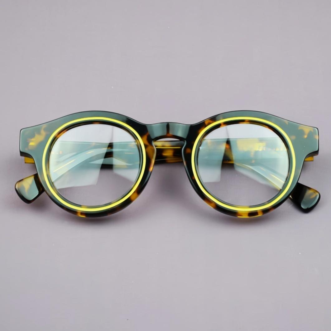 Retro Board Eyeglass Frame Circular Splicing Men s And Women s Eyeglass Frame Fashionable Optical Prescription Eyeglass Frame LC C1