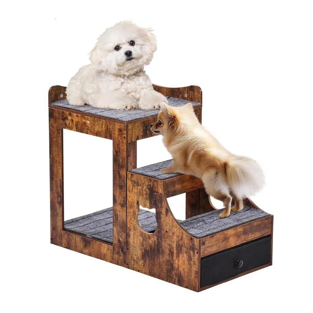 VEVOR Pet Bunk Bed with Removable Stairs, Dog/Cat Window Perch with Storage, Multi-Level Bed Window Perch Dog Bedside Sleeper Couch