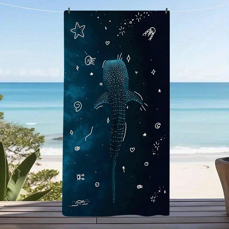 Whale Shark Sea Turtle Microfiber Beach Towel Hibiscus Flower Bath Blanket Cute Jellyfish Graphic Pool Towels For Travel