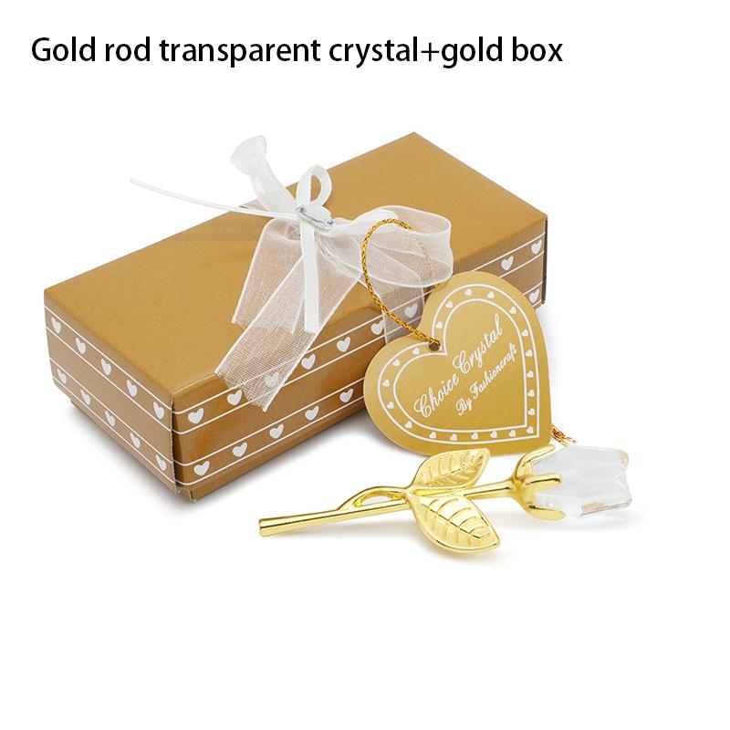 Crystal Rose Artificial Flower Gold And Silver Handicraft Wedding Decoration Valentine's Day Couple Girlfriend Gift With Box