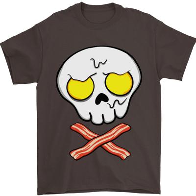 Bacon & Egg Skull & Crossbones Funny Mens T-Shirt 100% Cotton
