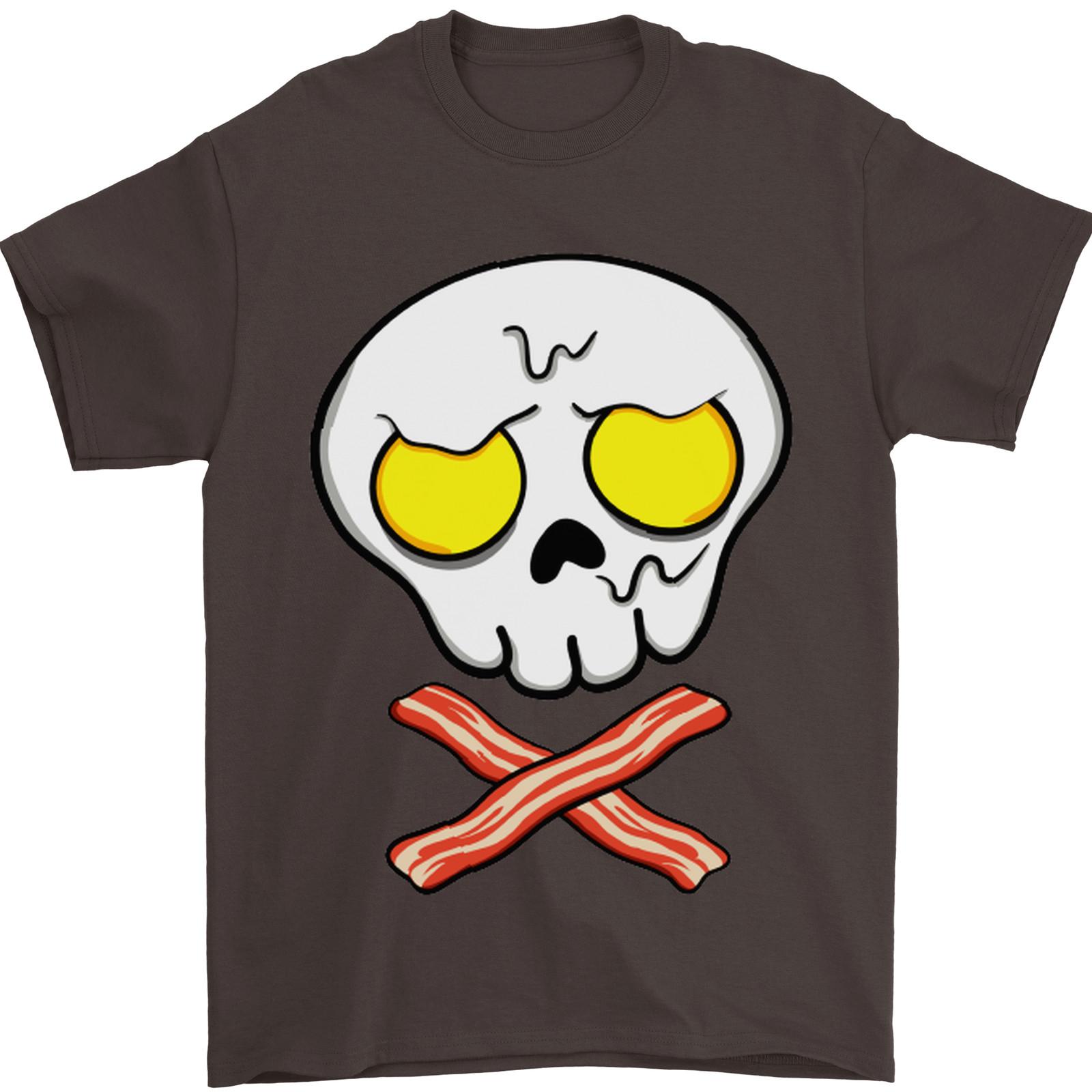 Bacon & Egg Skull & Crossbones Funny Mens T-Shirt 100% Cotton S разноцветный