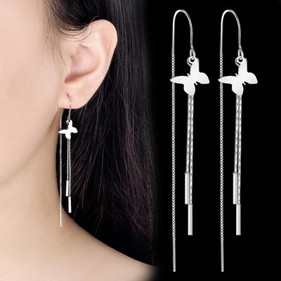 Niedlicher Retro Schmetterling Ohrhaken Damen, Rechteckige Fransen Ohrlinie, Schlichte und vielseitige Persönlichkeit, Anti-Verlust Ohrlinie, Ohrschmuck