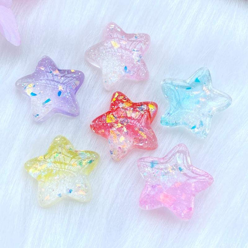 10Pcs/Lot New 22*23mm Resin Mixed Mini Shining Stars Flat Back Scrapbooking Hair Bow Center Embellishments DIY Accessories W59