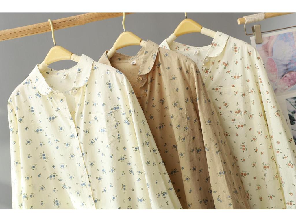 Women's Floral Print Cotton Long Sleeve Shirt - 2026 Spring Collection