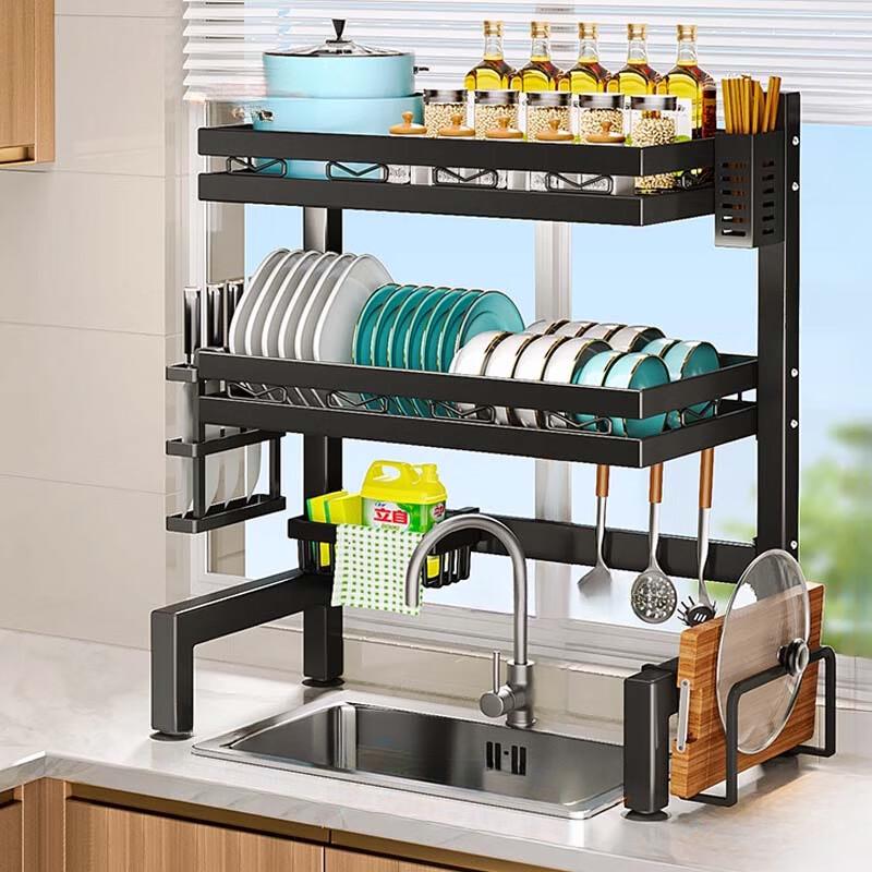55cm Double Layer Stainless Steel Countertop Dish Rack