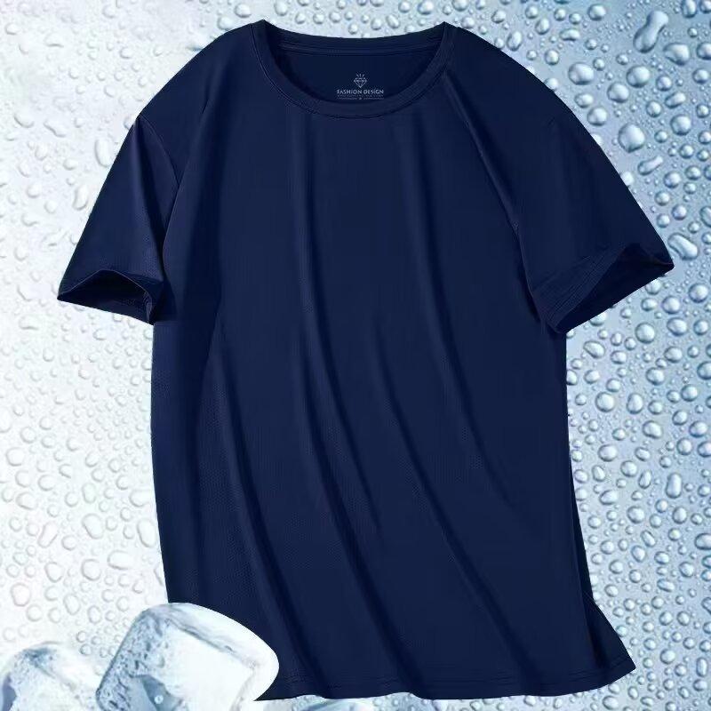 Short Sleeve T-Shirt Men'S Summer Ice Silk Versatile Half Sleeve Men'S Casual Large Size T-Shirt Men'S Quick Drying Loose Top Clothing T