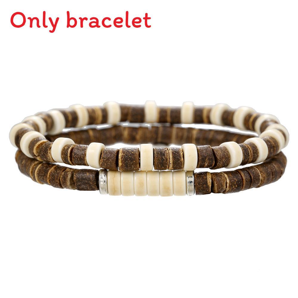 Handgefertigte Geometrische Kokosnussschalen-Perlenarmbänder für Männer und Frauen mit mehrlagigem Design