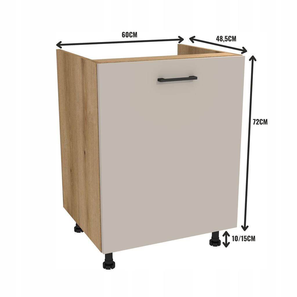 Lower Kitchen Cabinet Under Sink 60 Capri Oak Body Evoke Cashmere Matte Front