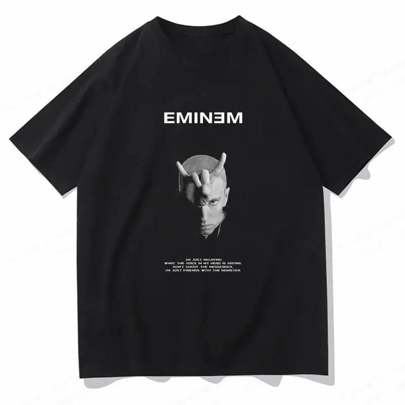 2025 Sommer Rapper Eminem Grafikbedrucktes T-Shirt Herren Retro Reine Baumwolle HipHop Mode Lässig Locker geschnittenes T-Shirt Damen