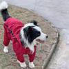 Cold Weather Dog Windproof Jacket,Warm Windbreaker For Big Breeds - 4 Legs Dog Outfit with Adjustable Waist Design,6XL Available