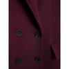 Women Fashion Burgundy Woolen Coat Double Breasted Long Sleeve Lapel Blends Jacket Autumn Winter High Street Outerwear