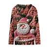 Women's Casual Fashion Long-Sleeved Zip-Up Christmas Print Knitted Hoodie