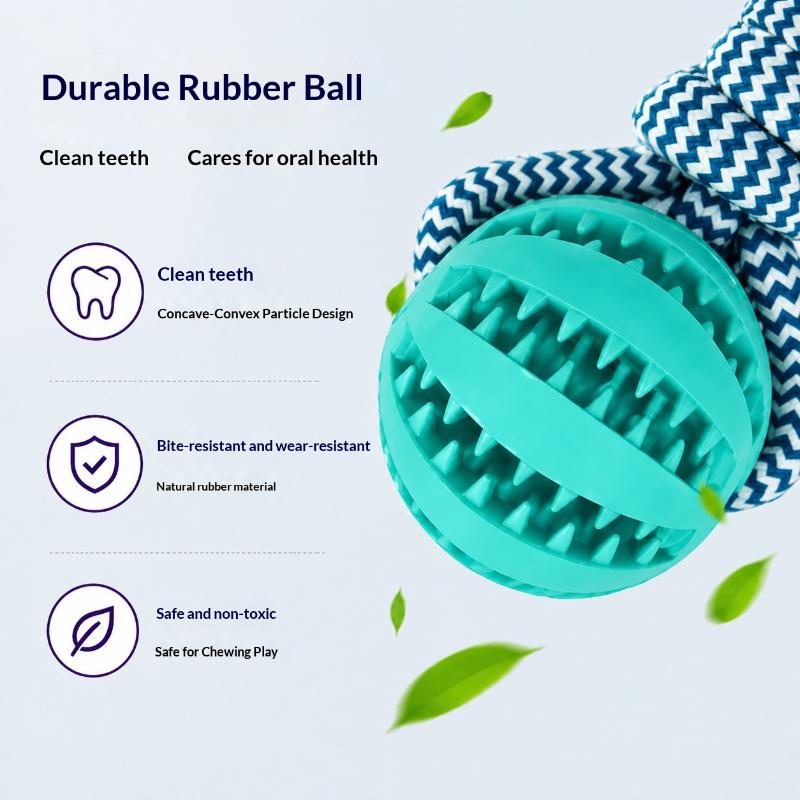 Pet Tooth Cleaning Chewing Food Leak Ball Interactive Tug Dog Rope Toy Dogs Chew Slow Feeding Boredom Relief Rope Ball Toys