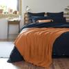 Plaid - Gaia - 180 X 220 Cm - 100% Coton - Orange - Finitions Avec Franges