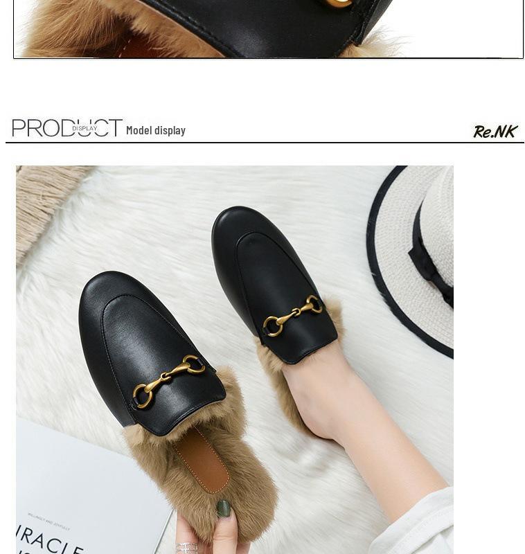 Women's WD Furry Slippers: Cozy Autumn/Winter Half-Slippers, 2024 Celeb Style, Versatile & Comfortable