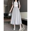 Women's White High Waist A-Line Tulip Midi Skirt