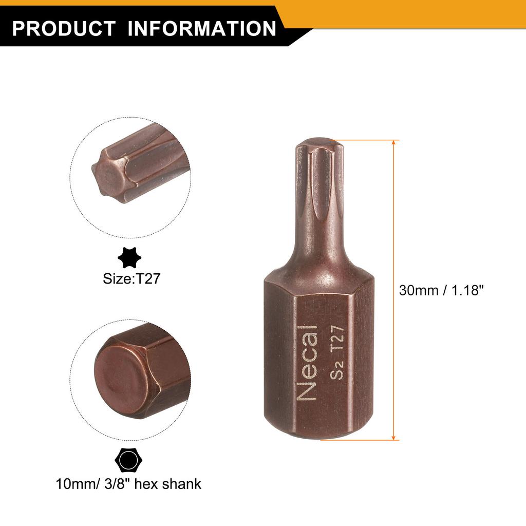 T20 T25 T27 T30 T35 T40 T45 T50 T55 M5 M6 M8 M10 M12 Torx Screwdriver Bit Hex Shank 30mm S2 Steel Security Tamper Proof Head Bit