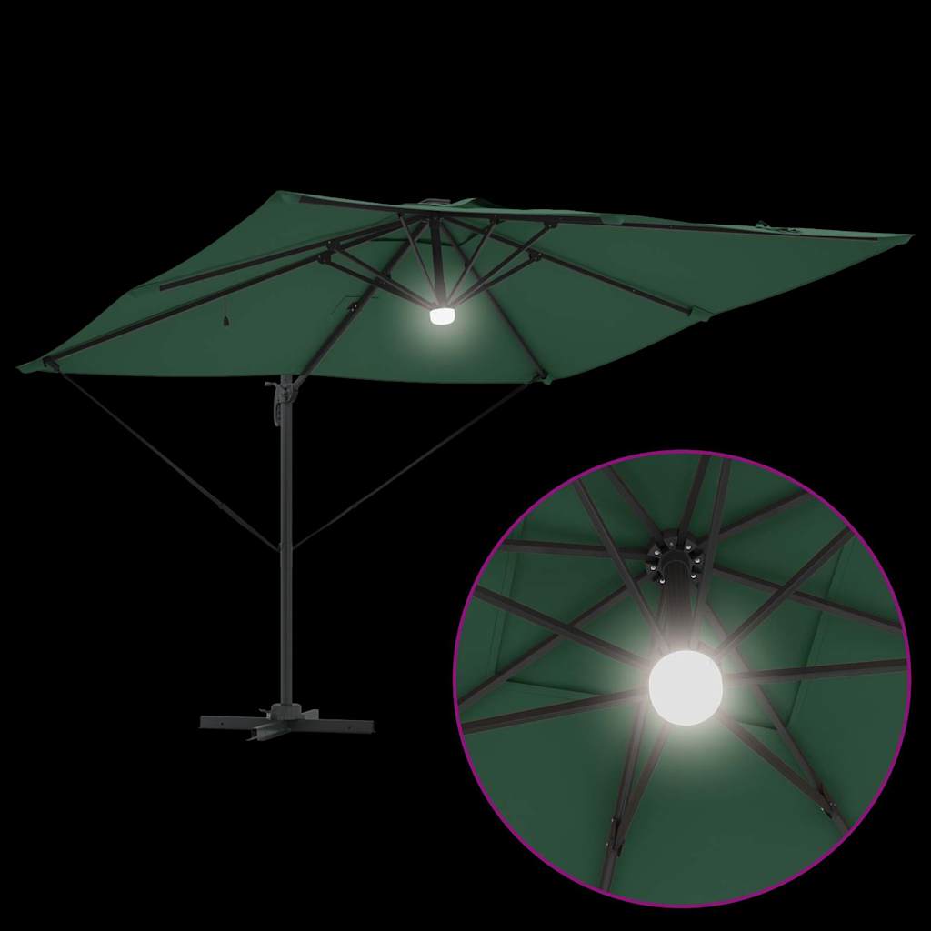 Roma Parasol Green 286 X 284 X 270 Cm Aluminum and Polyester