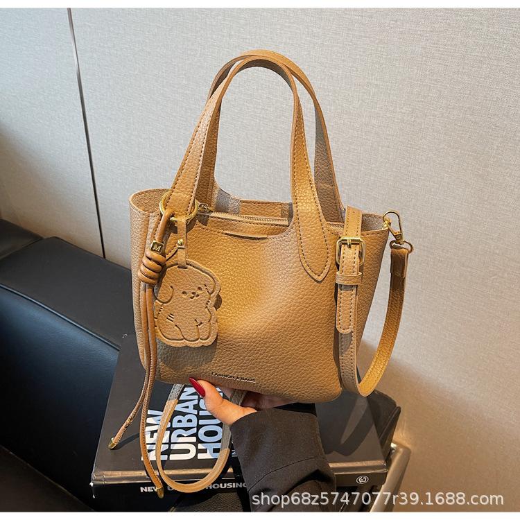 

Premium bag women s 2025 new trendy lychee pattern vegetable basket handbag versatile tote bag shoulder messenger bag хаки