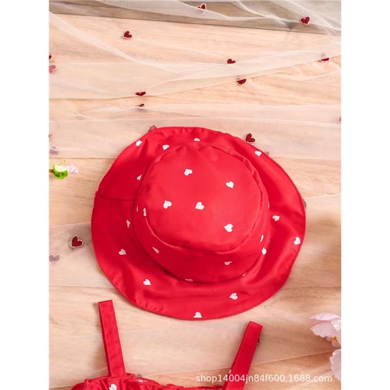 0-3 Years Old Girl Fashion Princess Dress Summer Children's Cute Heart-shaped Print Dress With Hat