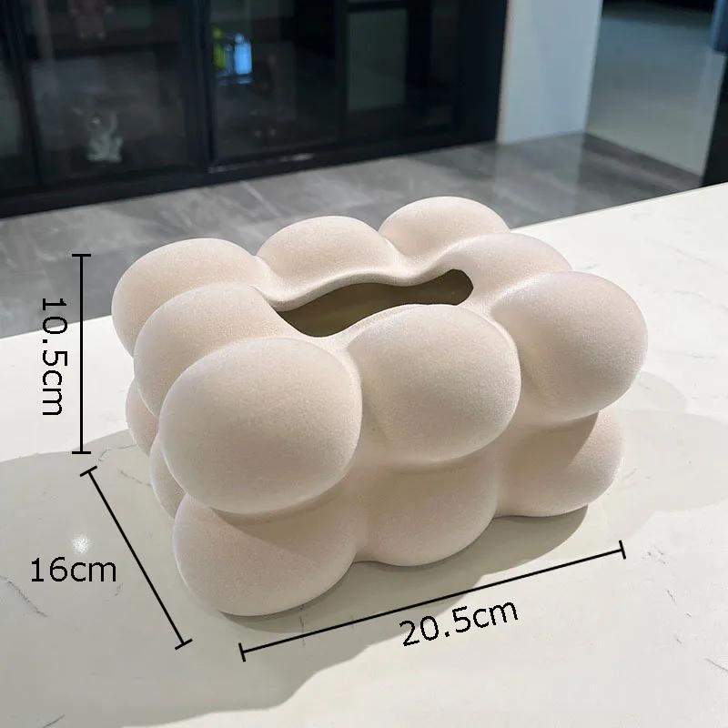 

Modern Flocked Cloud Ceramic Tissue Box Desk Ornaments White Cloud Shape Porcelain Tissue Box Bedside Table Paper Towel Case New