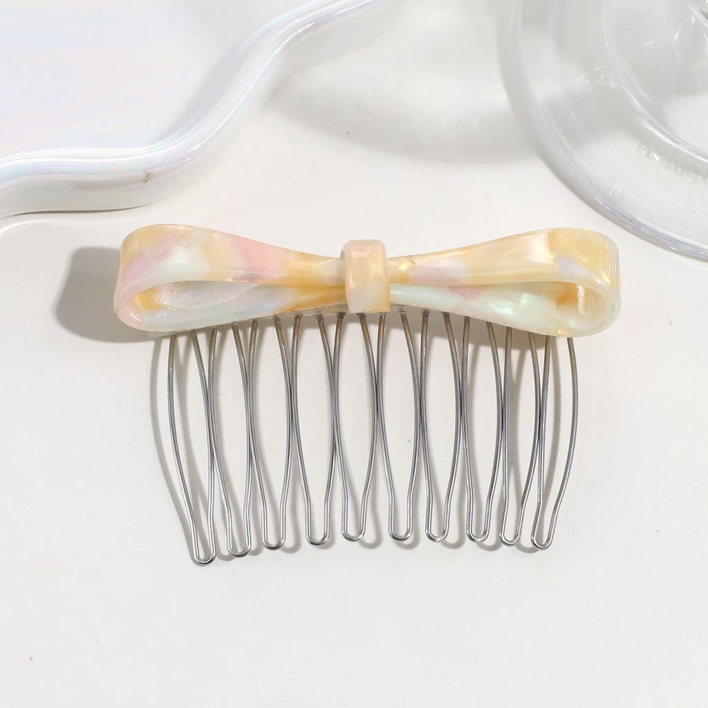 Classic Acetate Bow Metal Combs Hair Clip for Women Girls Bangs Collection Upside-down Hairpin Hair Accessories Styling Tool