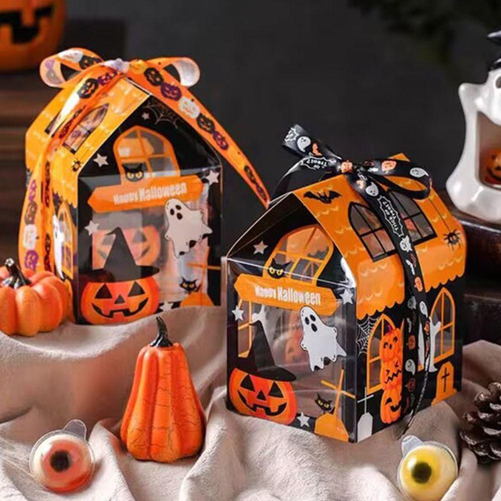 10Pcs Cartoon Snack Packaging Box Non Candy Ghost House Cookie Box  Themed Party Supplies