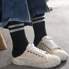 Fashion Cotton Unisex Two Bar Casual Hosiery Korean Style Socks Middle Tube Hosiery Female Socks