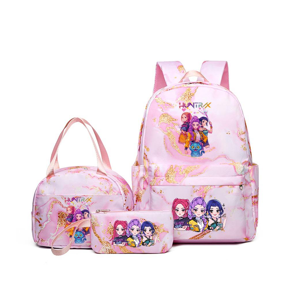 Kpop Witch Hunter Backpack Lunch Bag Pencil Case Set Student Animation Fashion School Bag Pencil Case Lunch Bag