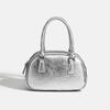 Women Pu Leather Bowling Bag Mini Small Square Handbag Top Handle Crossbody Shoulder Bag Trendy Versatile Casual Dating Tote Bag