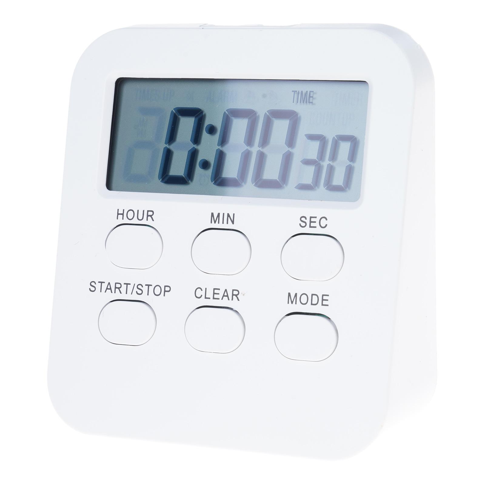 

Digital Kitchen Timer with Bright LED Display Battery Operated Stopwatch Clock Effective Time Management Accessories білий