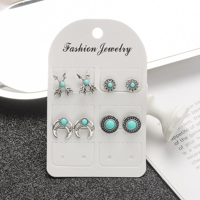 Turquoise Earrings, Bohemian Palm Owl Bronze Engraved Geometric Dream Catcher Feathers Fringed Earrings