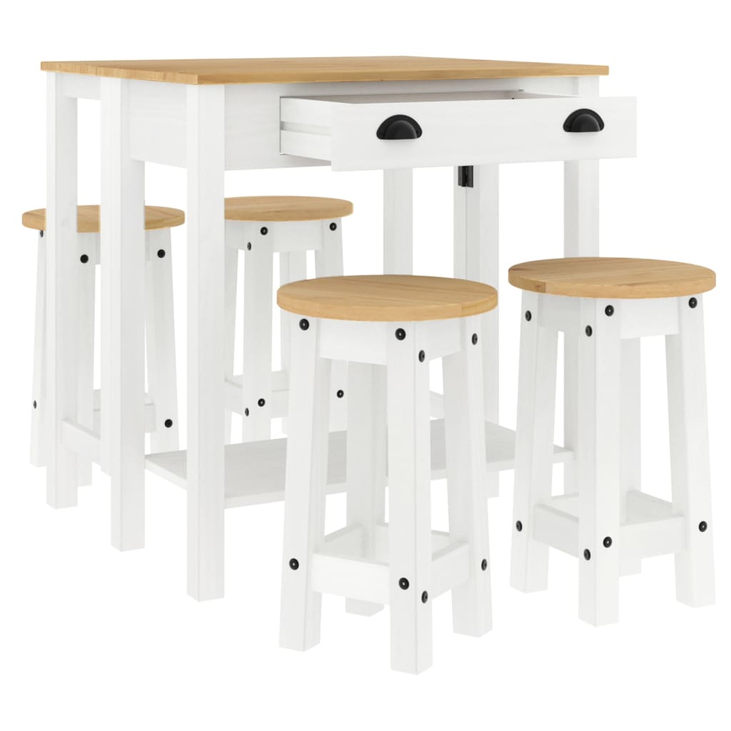 Vidaxl 5-Cz. White Pine Solid Wood Bar Furniture Set