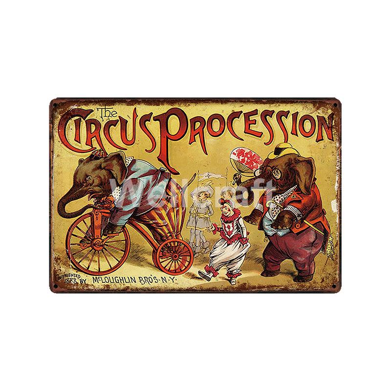 [ WellCraft ] Circus Lion Elephant Tiger Clown Horse Metal Sign Vintage Painting Decor  LT-1899