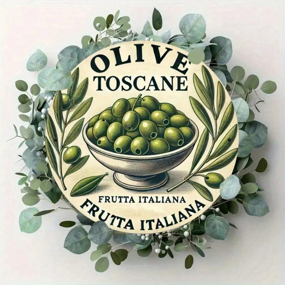 Rustic Olive Tuscany Fruit Decorative Metal Tin Wall Art Kitchen Home Garden Office Gift