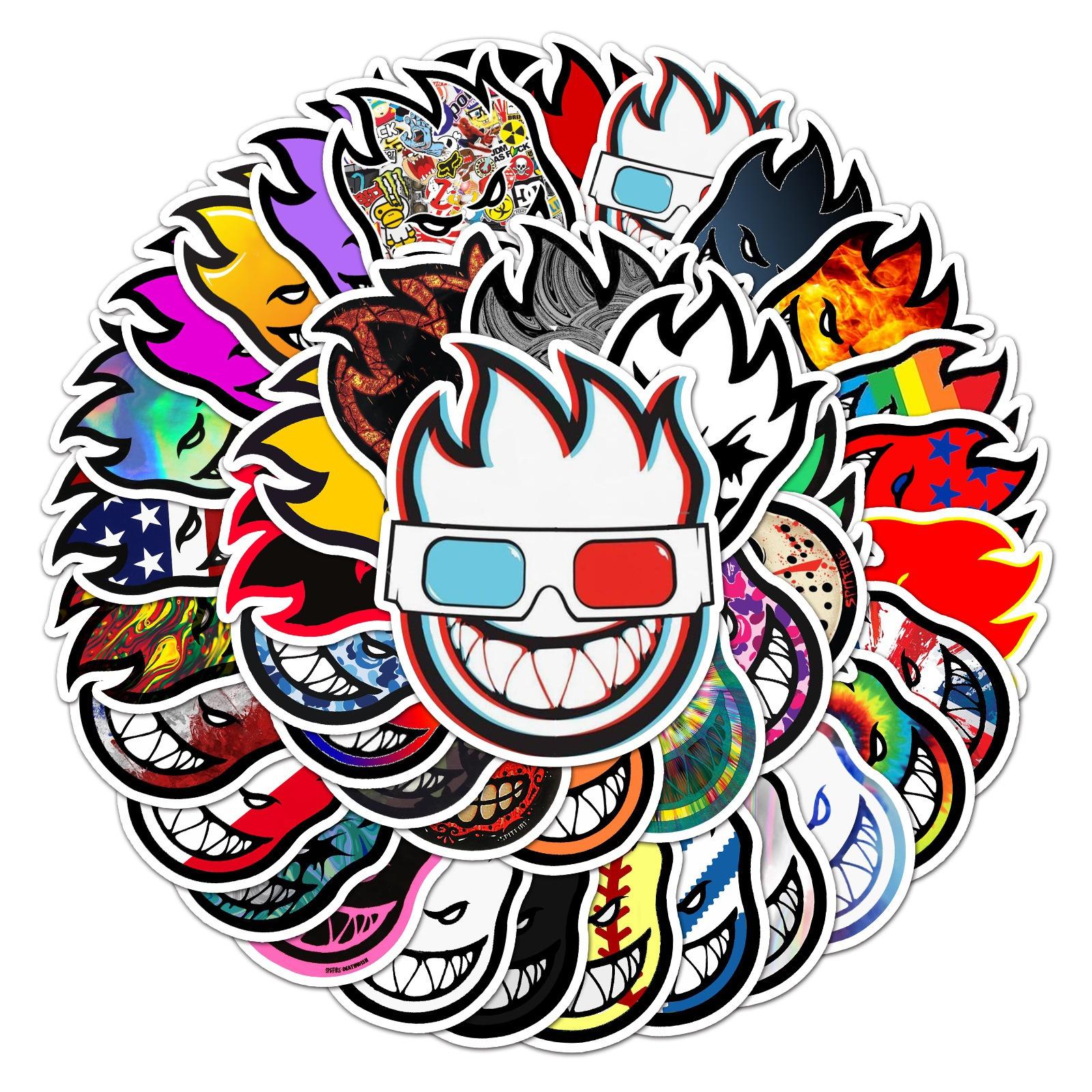 10/50Pcs Very Cool Spitfire Stickers Fireman Skateboard Stickers Spitfire Sticker Surf Skate Scooter Mobile Tablet Sticker 10pcs