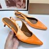 Fashion Pointed Toe Summer Women's High Heeled Sandals Brand Elegant Silk Slingbacks Back Strap Shallow Party Mules Shoes for Ladies