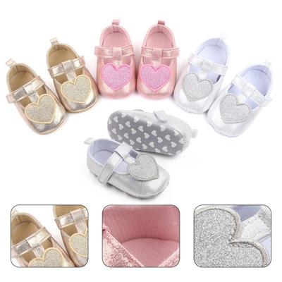 1 Pair Infant Shoes Soft All Matched Faux Leather Comfortable Heart Shape Toddler Shoes Baby Accessories