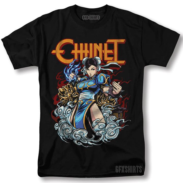 Street Fighter ChunLi Shirt Girl Gamer Anime Japanese graphic T-shirt XXL